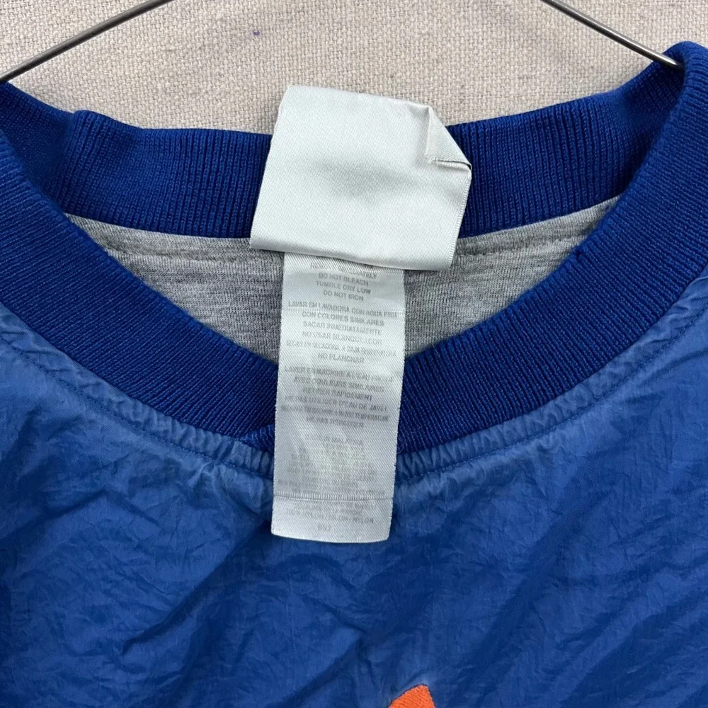 Adidas Windbreaker Pullover Mens Large Blue Orange 3 Stripe Vintage 90s Crewneck